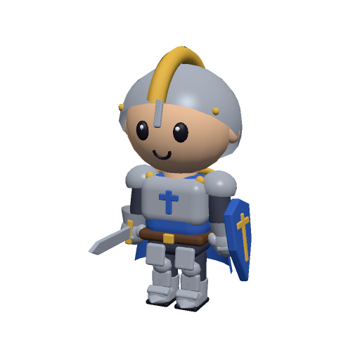 Knight: animated low poly chibi 3D character, style knight