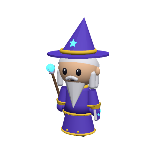 Mage: animated low poly chibi 3D character, style mage