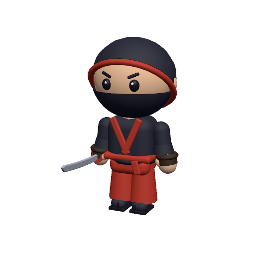 Ninja: animated low poly chibi 3D character, style ninja