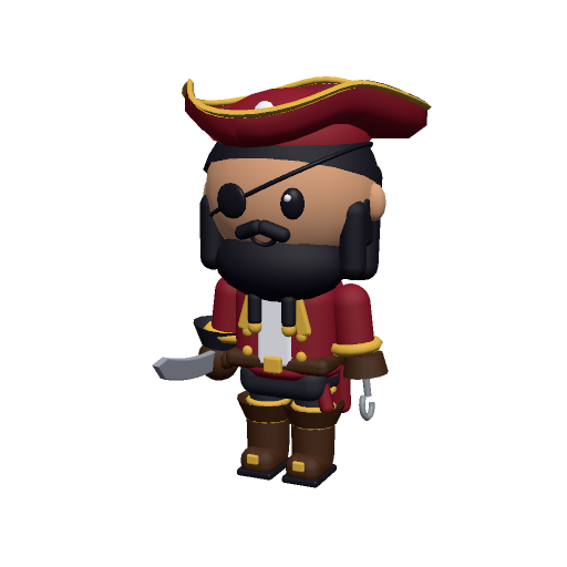 Pirate: animated low poly chibi 3D character, style pirate