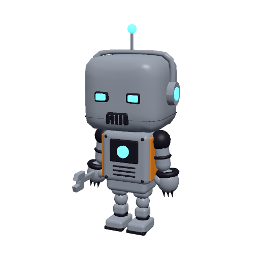 Robot: animated low poly chibi 3D character, style robot
