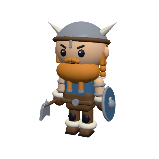 Viking: animated low poly chibi 3D character, style viking